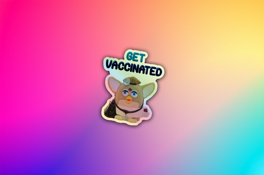 Doctor Furby Holographic Get Vaccinated Sticker